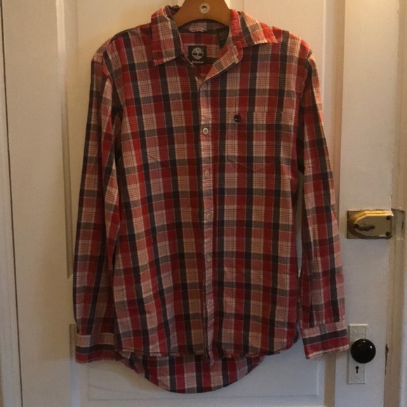 Timberland Red Plaid Button Up - Picture 1 of 3